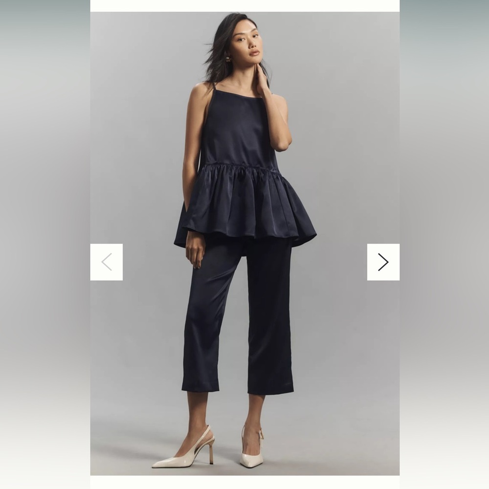 Anthropologie Black Cropped Wide-Leg Pants - Picture 3 of 3
